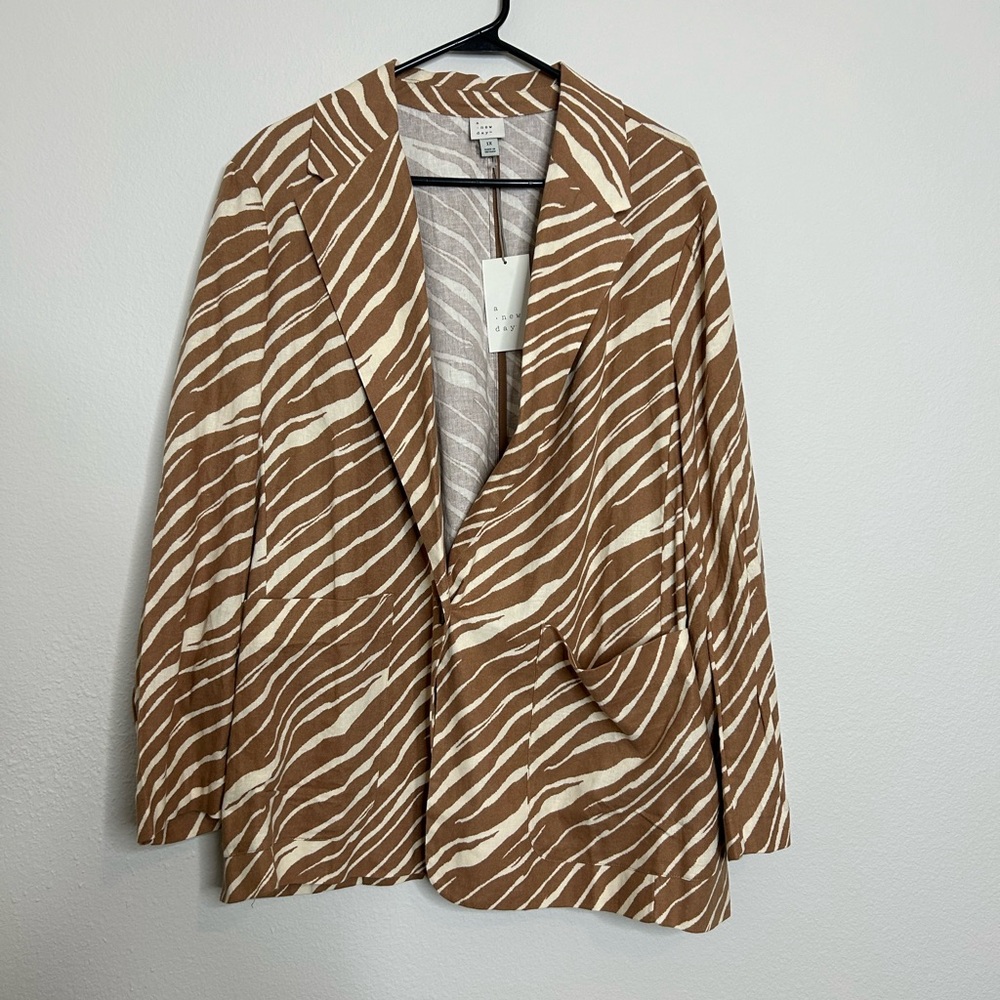 NWT - A NEW DAY- Zebra Print Color Brown Blazer Size 1X